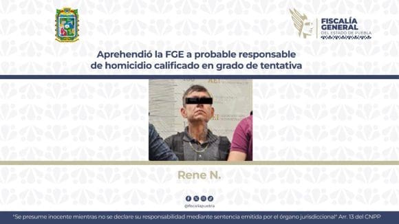 Aprehende FGE a probable responsable de homicidio calificado en grado de tentativa