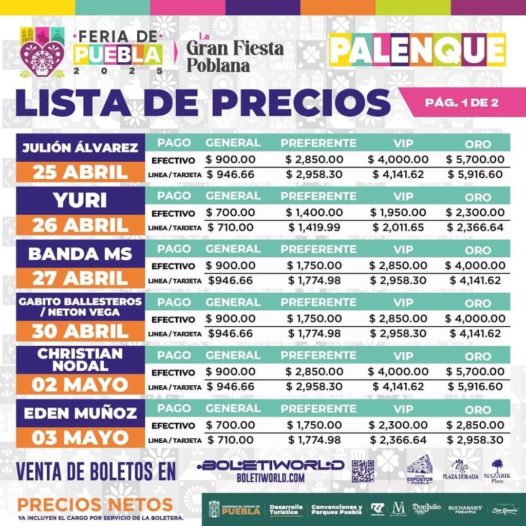 Lista de precios Palenque 1