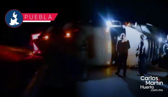Tráiler se voltea tras intento de asalto en la autopista Puebla-Orizaba