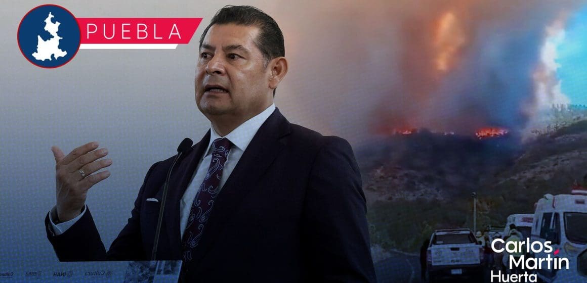 Armenta acusa a ecocidas por incendios en Puebla y detiene a dos