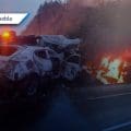 Mueren calcinadas dos personas tras choque en la autopista Siglo XXI