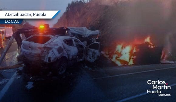 Calcinados autopista Siglo XXI - Atzitzihuacán Mueren calcinadas dos personas tras choque en la autopista Siglo XXI