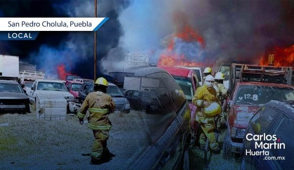 Portada Incendio en corralón de San Pedro Cholula consume 233 vehículos CMH Incendio en corralón de San Pedro Cholula consume 233 vehículos