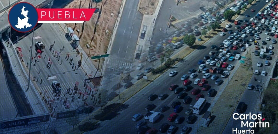 Manifestación de la 28 de Octubre desquicia la Vía Atlixcáyotl y otras vialidades