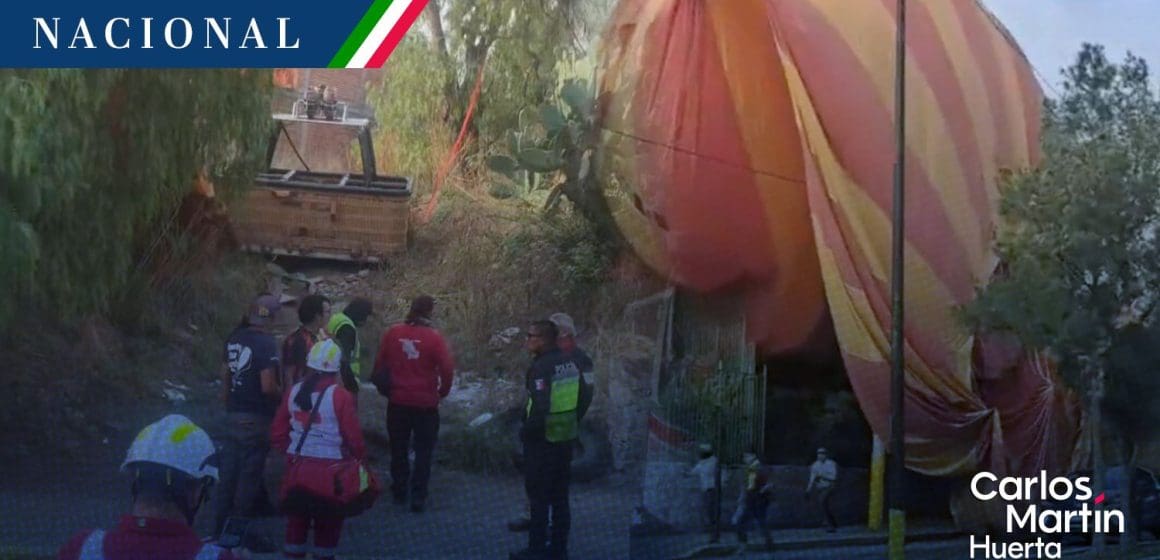 Globo aerostático se desploma en San Martín de las Pirámides