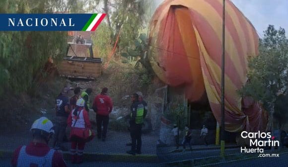 Globo aerostático se desploma en San Martín de las Pirámides