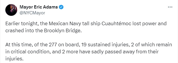 Eric Adams Buque Cuauhtemoc