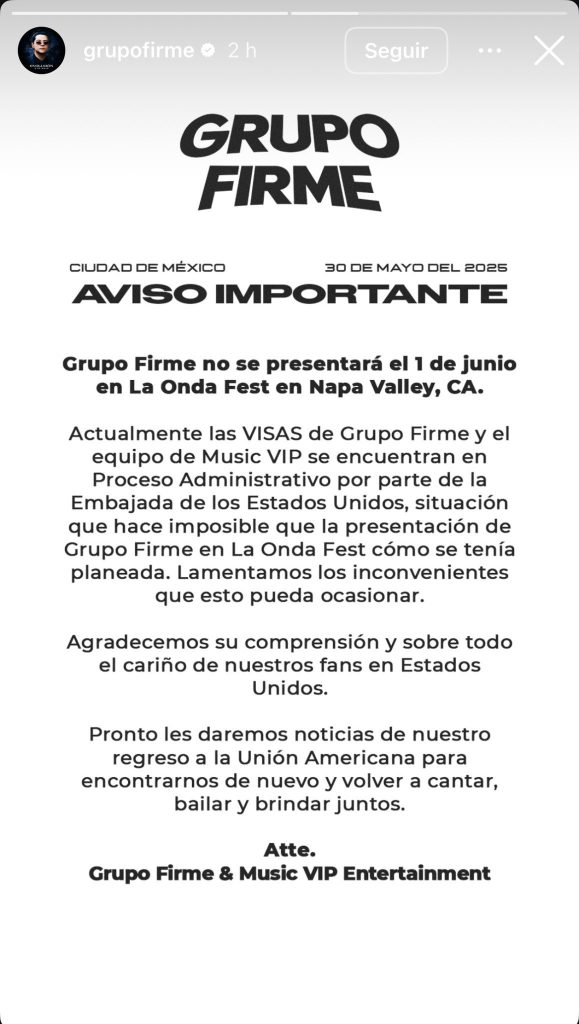 ¿Vetados de EE. UU.? Grupo Firme suspende show por trámites de visa 1 GsPk5 uXYAA1Jia