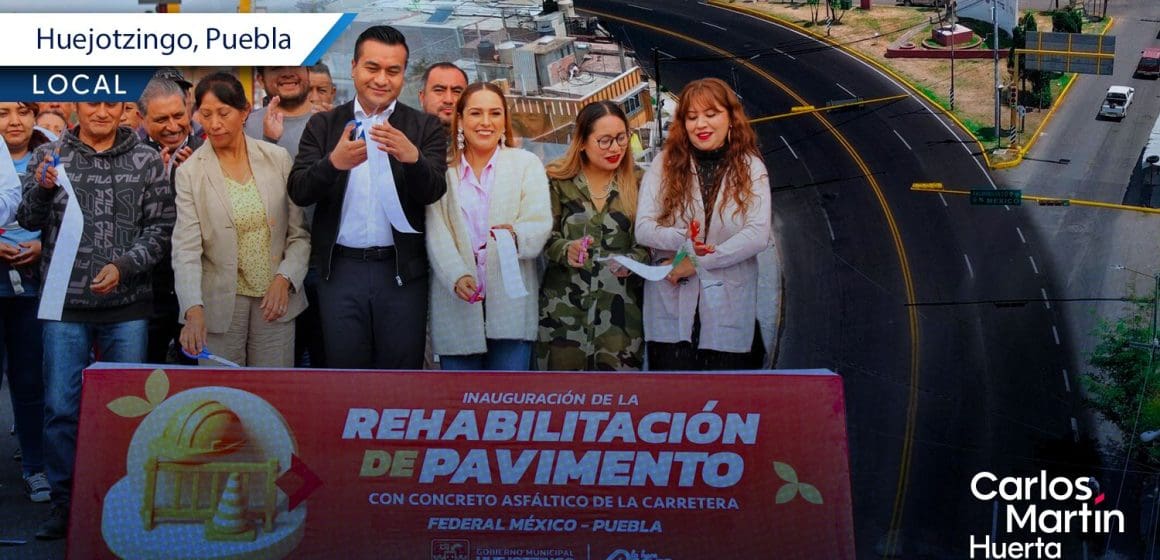 Rehabilitan la carretera federal México-Puebla en Huejotzingo con el programa “Rescate Carretero”