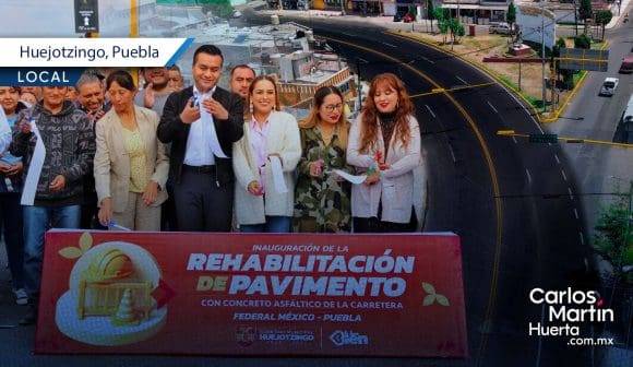 Rehabilitan la carretera federal México-Puebla en Huejotzingo con el programa “Rescate Carretero”