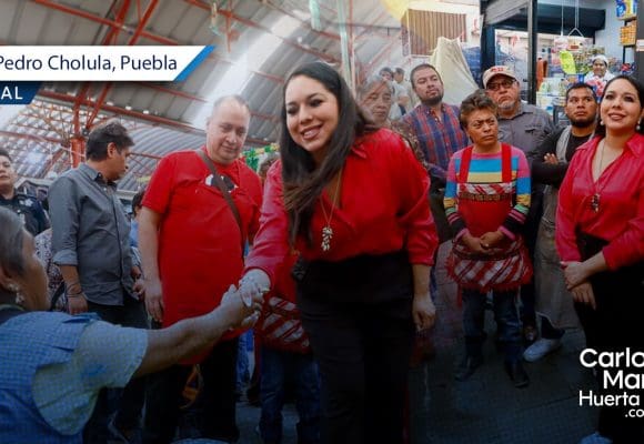 Tonantzin Fernández refuerza apoyo al Tianguis Xixitla en San Pedro Cholula