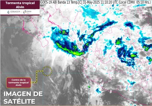 Tormenta tropical Alvin se debilitará a baja presión remanente