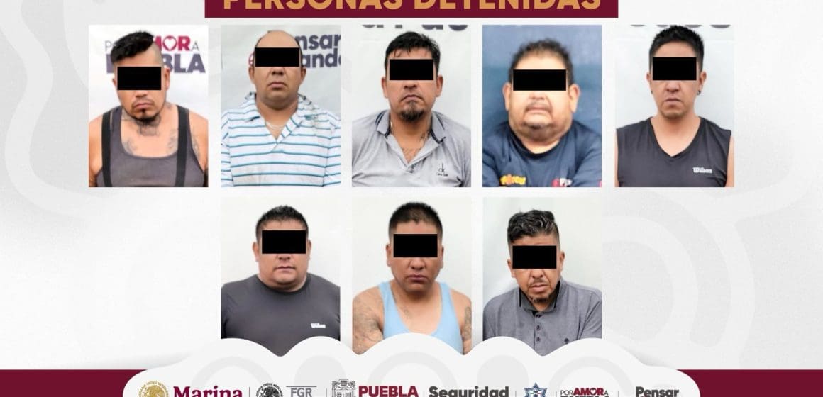 SSP y SEMAR detienen a ocho presuntos asaltantes de transporte de carga en Puebla
