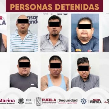 SSP y SEMAR detienen a ocho presuntos asaltantes de transporte de carga en Puebla