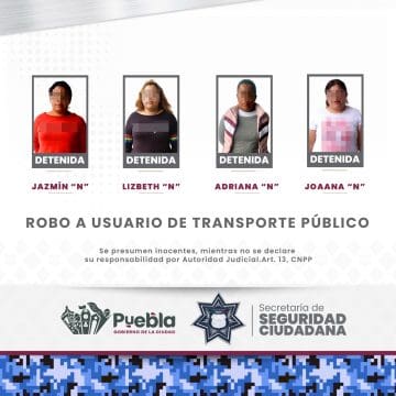 Asegura SSC a cuatro mujeres como presuntas responsables de robo a usuario de transporte público