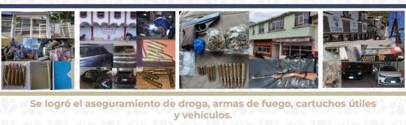 FGE Puebla realiza cateos en Cuautempan y Ahuacatlán con apoyo de SEDENA, SEMAR y SSP; aseguran droga, armas y vehículos