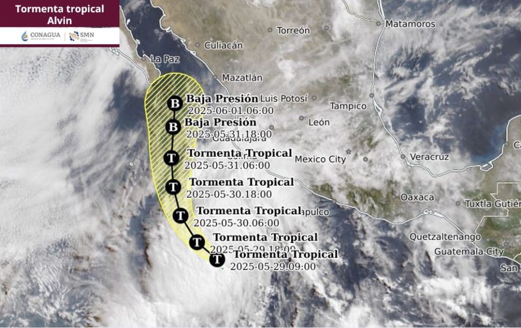 Tormenta tropical Alvin se forma al sur de Michoacán y Colima 1 trayectoria tormenta tropical Alvin