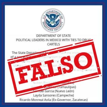 Estados Unidos desmiente supuesta lista de políticos mexicanos ligados al narco