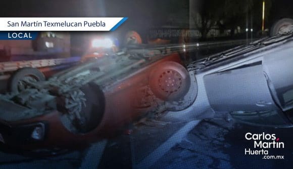 Accidente en la autopista México-Puebla: Dos vehículos volcados y múltiples lesionados