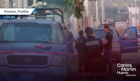 Asesinan a balazos a hombre a bordo de su camioneta en Amozoc