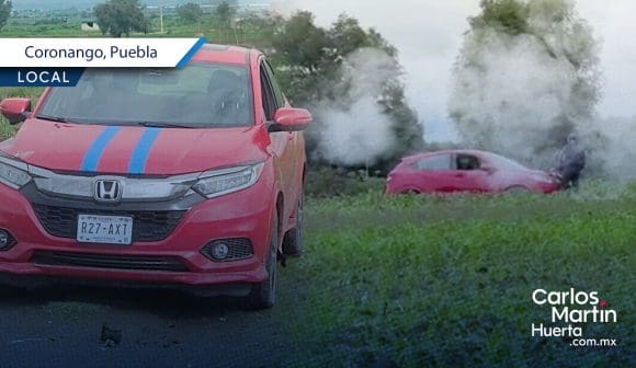 Explota vehículo con presuntos restos humanos en Coronango; hay una oficial herida
