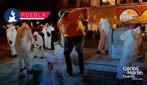 Limpieza integral en el Zócalo de Puebla: OOSL refuerza el cuidado del espacio público