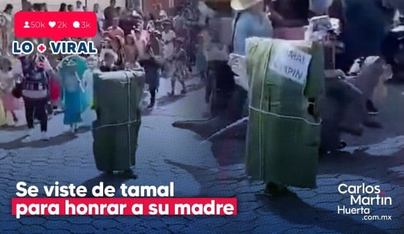 Niño se vuelve viral al vestirse de tamal para homenajear el oficio de su madre