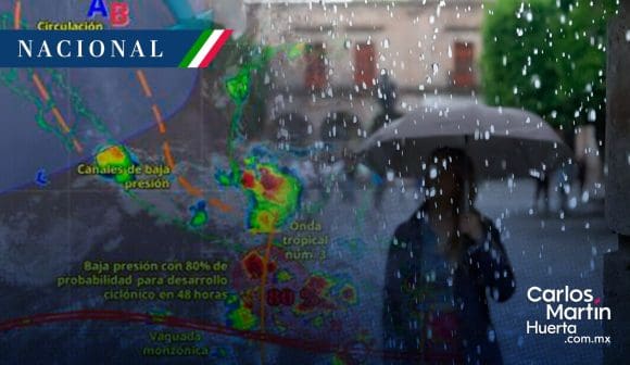 Onda tropical número 3 y zona de baja presión originarán lluvias  