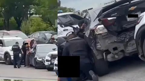 Pareja detenida tras persecución en Periférico Ecológico 1 Pareja detenida tras persecución en Periférico Ecológico