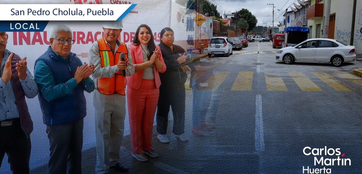 Impulsan movilidad en San Pedro Cholula con pavimentación en San Cristóbal Tepontla