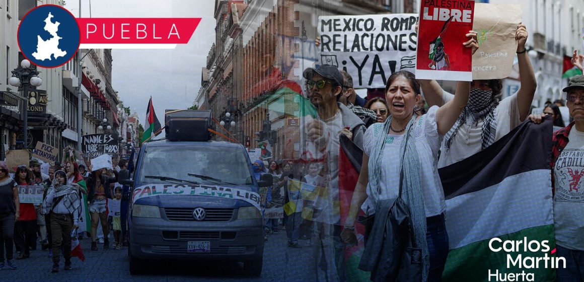 Poblanos se unen a marchas pro Palestina; exigen a México romper relaciones con Israel