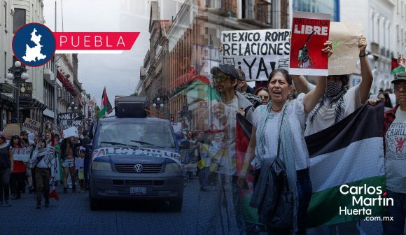 Poblanos se unen a marchas pro Palestina; exigen a México romper relaciones con Israel