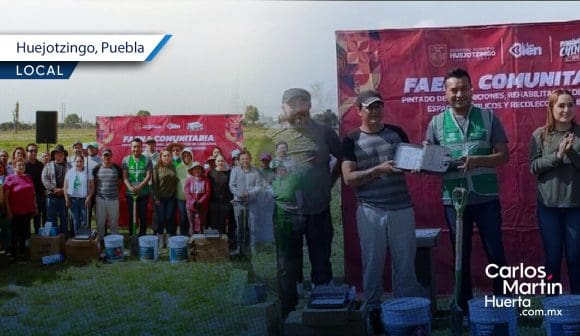 Roberto Solís impulsa mega faena en Huejotzingo para mejorar espacios públicos