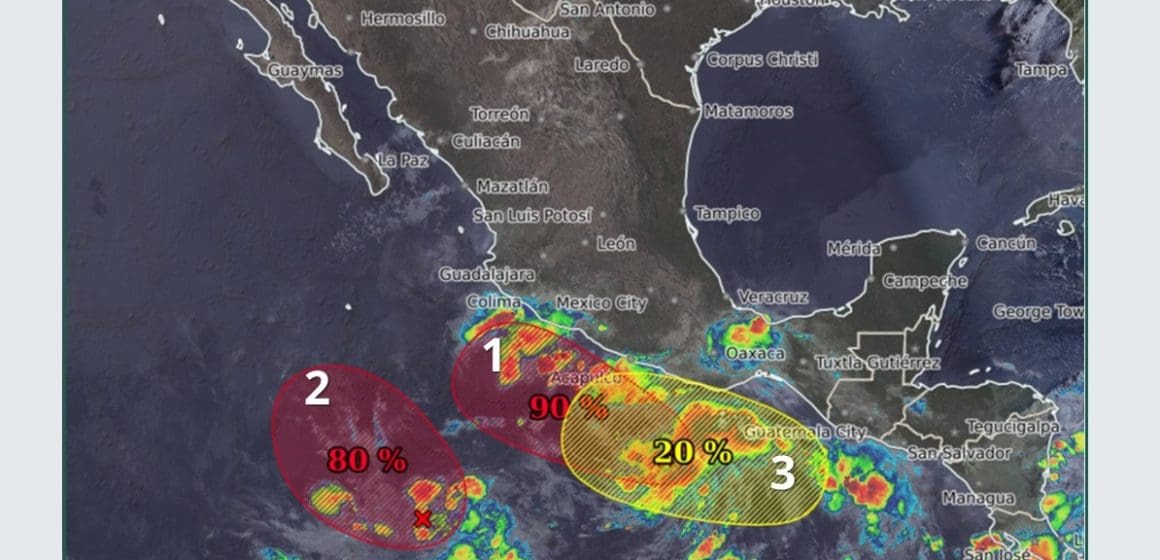 SMN mantiene tres zonas en vigilancia que pueden desarrollar ciclones tropicales