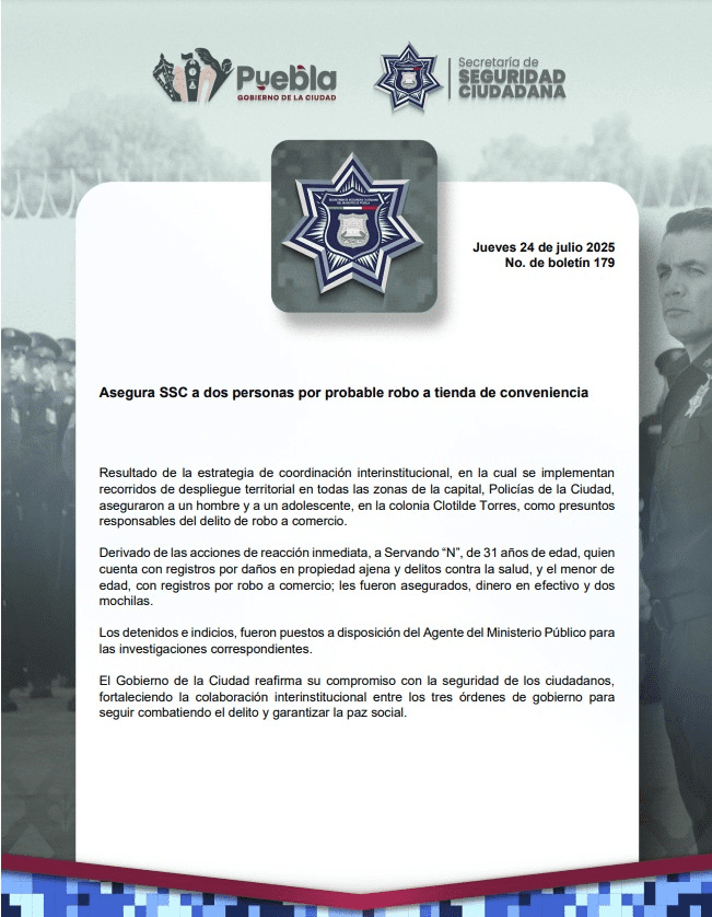 Aseguran a dos por presunto robo en la colonia Cleotilde Torres; un menor entre los detenidos