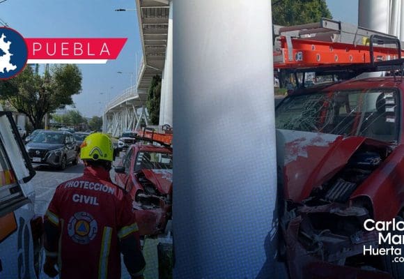 Choque contra pilar de ciclovía en Bulevar Hermanos Serdán deja un lesionado grave