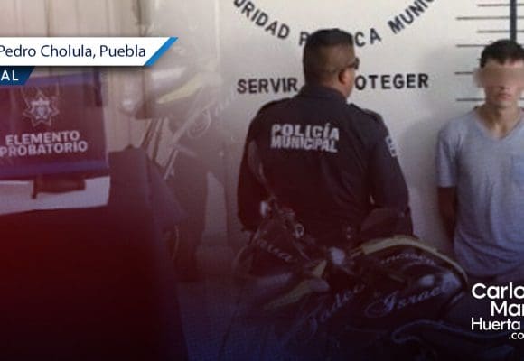 Detienen a extranjero en San Pedro Cholula y recuperan motocicleta robada