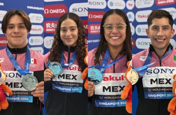 Plata para México, equipo mixto de clavados brilla en Singapur 2025