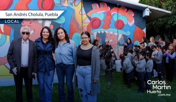 Lupita Cuautle entrega sistema de captación pluvial a primaria en San Andrés Cholula