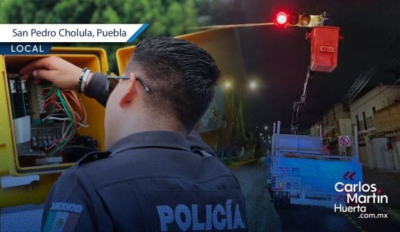 Modernizan semáforos en San Pedro Cholula; impulsan seguridad vial