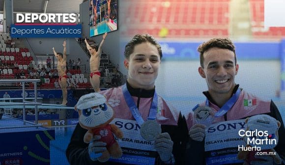 Osmar Olvera y Juan Celaya brillan en trampolín sincronizado en Singapur
