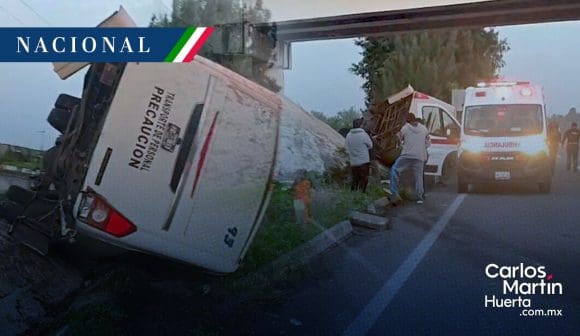 Vuelca transporte de personal en la carretera Tlaxcala-Texmelucan; hay 5 heridos