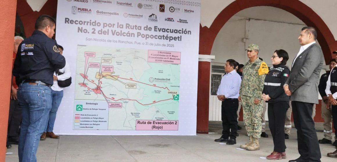 Coordinación y prevención: Supervisan rutas de evacuación del volcán Popocatépetl en Puebla