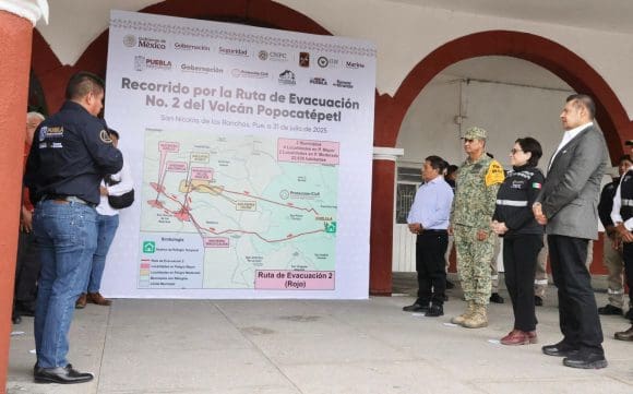 Coordinación y prevención: Supervisan rutas de evacuación del volcán Popocatépetl en Puebla