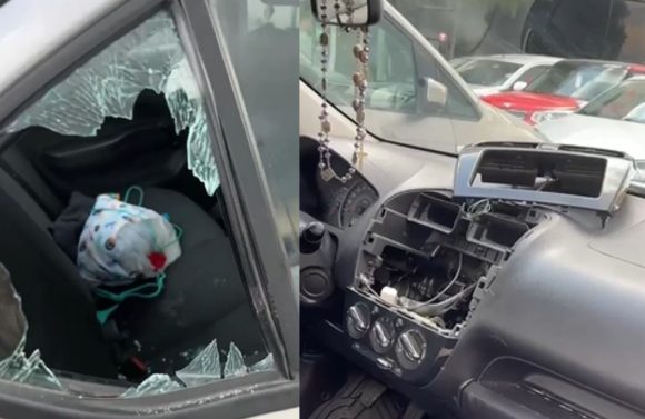 ¡Indignante! Dan cristalazo y roban estéreo en estacionamiento de Parque Puebla