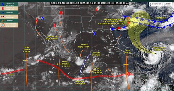 Lluvias fuertes a muy fuertes en gran parte de México