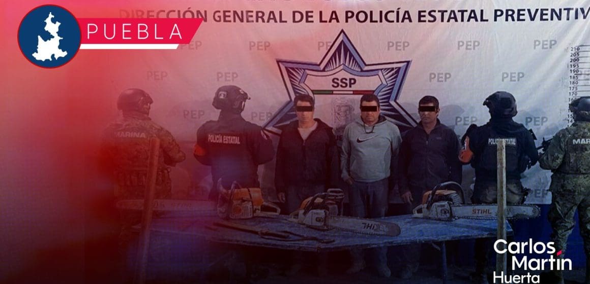 Detienen en Tetela de Ocampo a tres hombres por tala clandestina en Zitlalcuautla