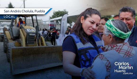 Inicia Lupita Cuautle adoquinamiento en San Bernardino Tlaxcalancingo