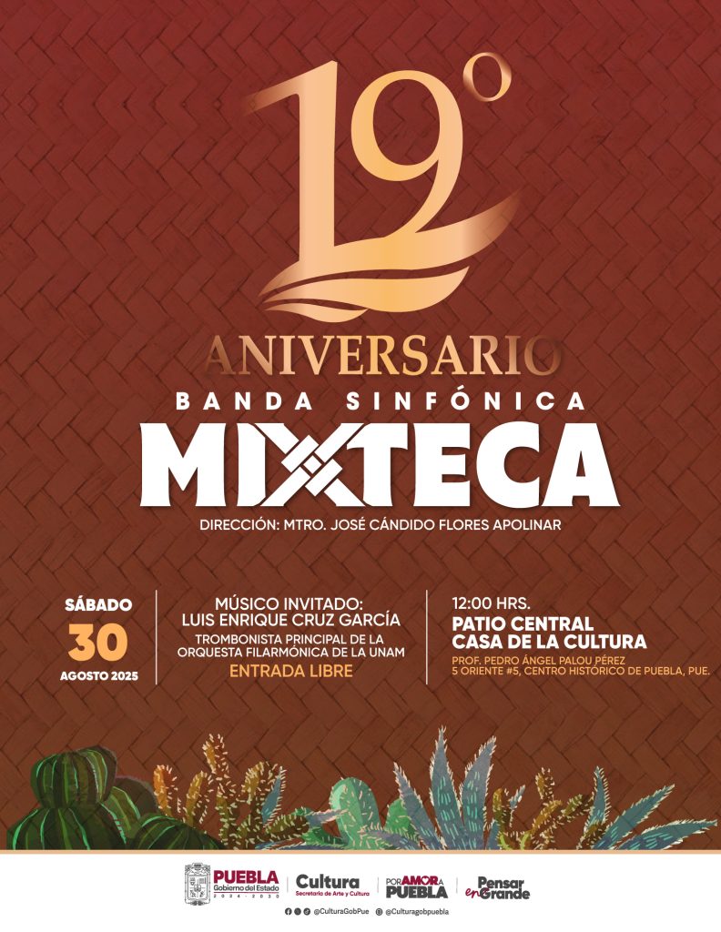 La Banda Sinfónica Mixteca festeja 19 años de trayectoria con conciertos en Puebla y Tepexi