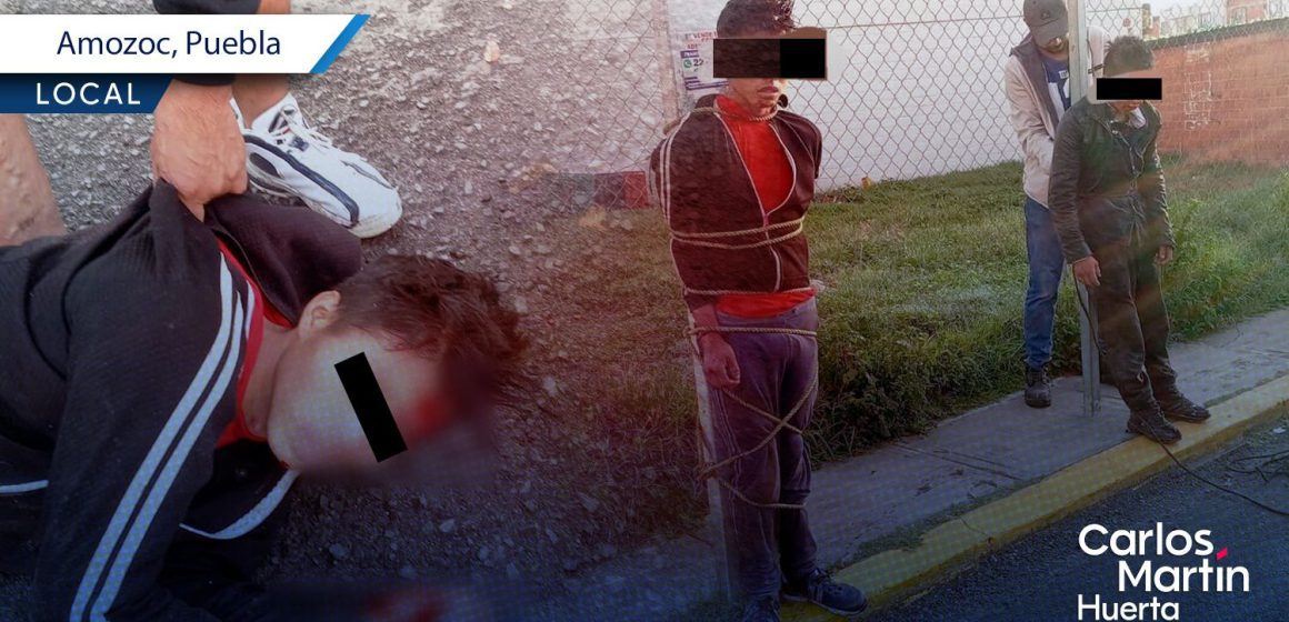 Dos presuntos ladrones fueron golpeados y detenidos por vecinos de Amozoc
